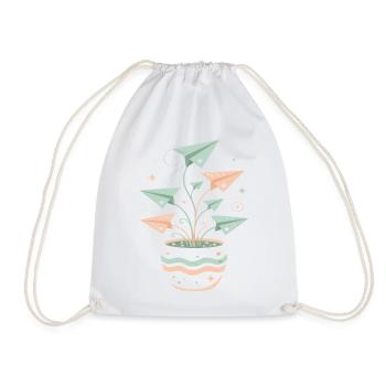 Pastellpapierflieger Blumentopf - Turnbeutel - Weiß - Vorne