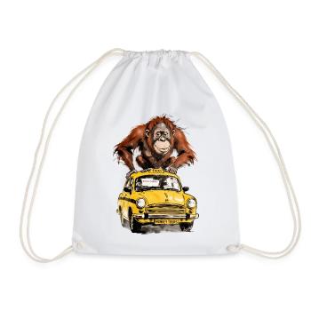 Affe auf dem Taxi Monkey Tours - Turnbeutel - Weiß - Vorne