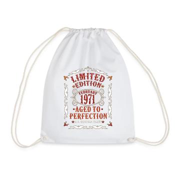 Born February 1971 1971 gift - Drawstring Bag - white - Front
