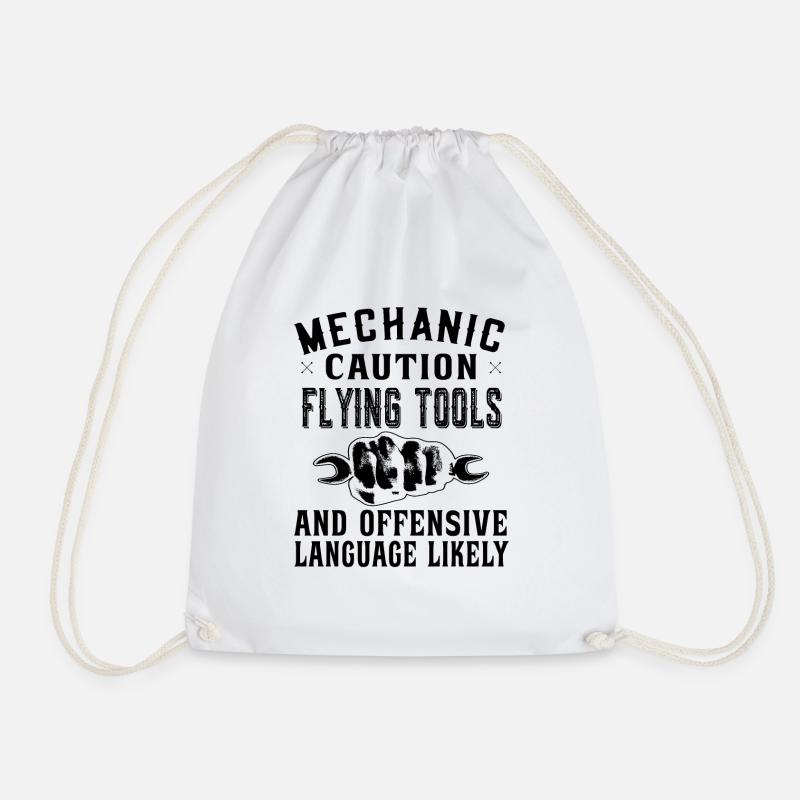 Mechanic Caution Flying tools - Heimwerker - Turnbeutel - Weiß