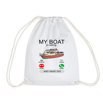 My boat is calling white - Captain Boating - Drawstring Bag - white - Front