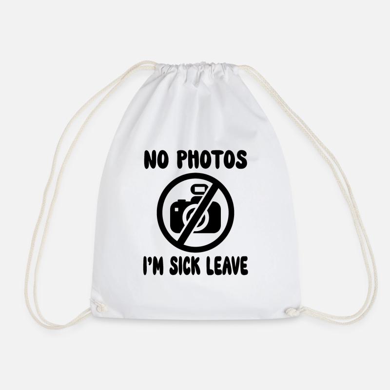 No Photos Im on sick leave - cocks - Drawstring Bag - white