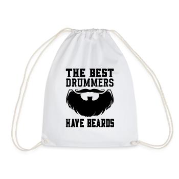 The best drummers have beards Drums - Drawstring Bag - white - Front