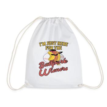 Baseball Im just here for the Bllpark wieners - Drawstring Bag - white - Front