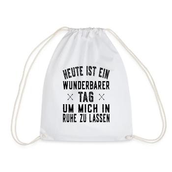 Tag um mich in Ruhe zu lassen - Lustiger Spruch - Turnbeutel - Weiß - Vorne