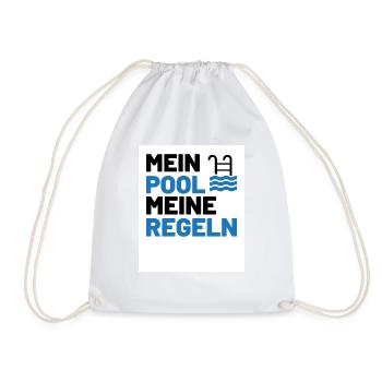 Planschbecken Swimmingpool Pool Schwimmen Geschenk - Turnbeutel - Weiß - Vorne