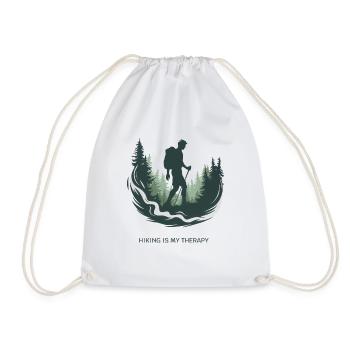 Hiking is My Therapy – Nature & Forest - Drawstring Bag - white - Front