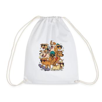 Happy dogs - Drawstring Bag - white - Front