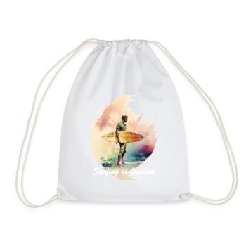 Ein Surfer mit Spruch im Watercolor Style - Turnbeutel - Weiß - Vorne