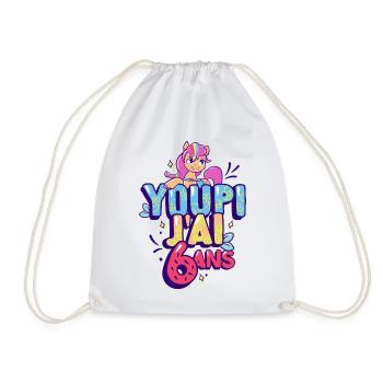 My Little Pony Geburtstag Youpi J'ai 6 An - Turnbeutel - Weiß - Vorne