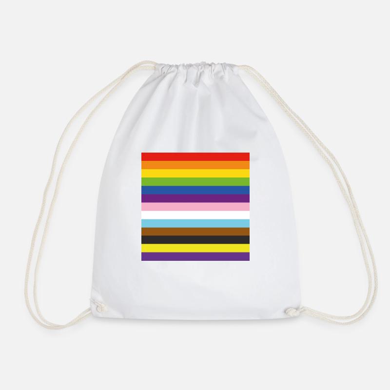 Inclusive Pride Flag Stripes - Drawstring Bag - white