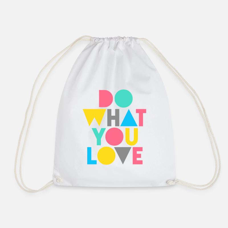 Do What You Love graphic - Drawstring Bag - white