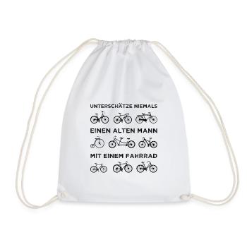 Alter Mann Mit Fahrrad - Turnbeutel - Weiß - Vorne