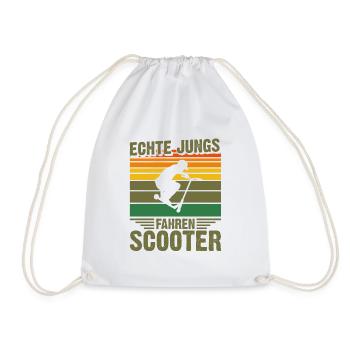 Scooter | Echte Jungs fahren Scooter Geschenk - Turnbeutel - Weiß - Vorne