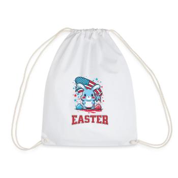 Funny Cute Happy Easter Bunny - Drawstring Bag - white - Front
