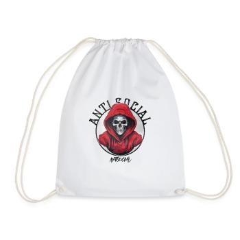 Anti-Social Skull Logo Graffiti with Drips Design - Drawstring Bag - white - Front