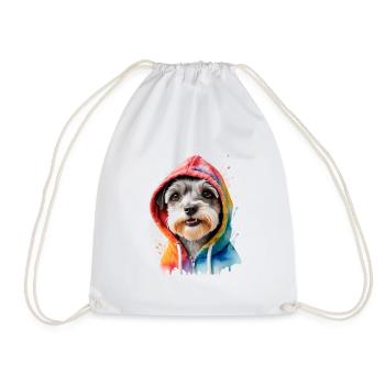 Zwergschnauzer Hoodie Hund Lustig Tier Print - Turnbeutel - Weiß - Vorne