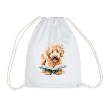Goldendoodle livre de lecture chien animal design imprimer - Sac de sport léger - blanc - Devant