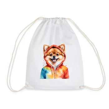 Pomeranian Pomeranian Pomeranian Hoodie Dog Print - Drawstring Bag - white - Front