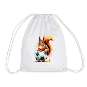 Eichhörnchen Fußball Bunt Deutschland Design Print - Turnbeutel - Weiß - Vorne