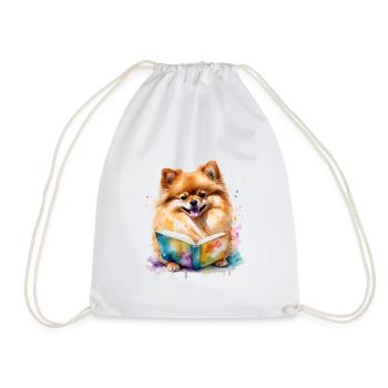 Poméranie Poméranie Livre de lecture Dog Print - Sac de sport léger - blanc - Devant