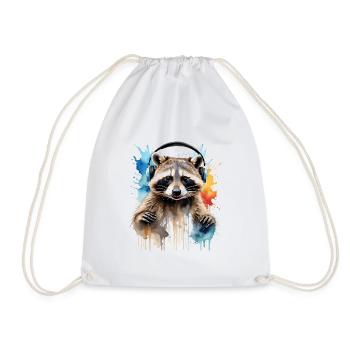 Casque de raton laveur Musique Coloré Animal Design Imprimer - Sac de sport léger - blanc - Devant