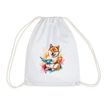 Shiba Inu Lecture Livre Chien Drôle Animal Design Imprimer - Sac de sport léger - blanc - Devant