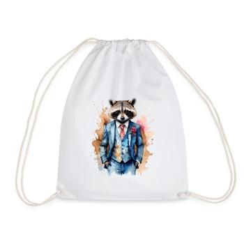 Costume de raton laveur Imprimé de conception animale colorée - Sac de sport léger - blanc - Devant