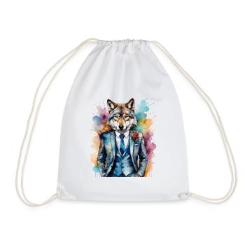 Costume de loup Imprimé de design animal coloré - Sac de sport léger - blanc - Devant