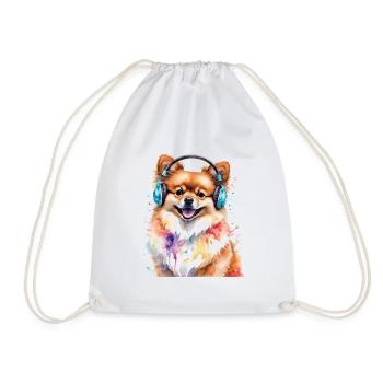 Casque de Poméranie Chien Imprimé - Sac de sport léger - blanc - Devant