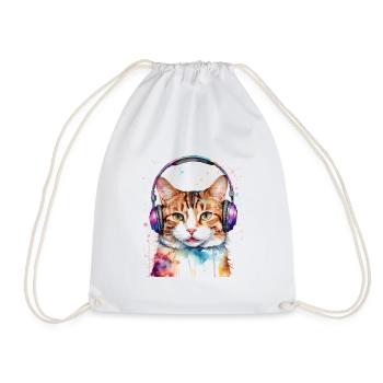 Casque de chat coloré drôle animal design imprimé - Sac de sport léger - blanc - Devant