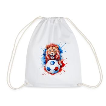 Lion Football Colorful Slovenia Slovenia Design Print - Drawstring Bag - white - Front
