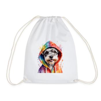 Zwergschnauzer Hoodie Hund Lustig Tier Print - Turnbeutel - Weiß - Vorne