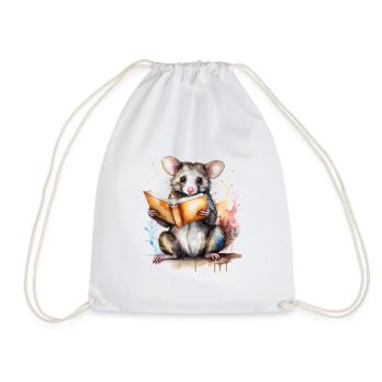 Possum Lecture Coloré Animal Design Imprimer - Sac de sport léger - blanc - Devant