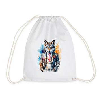 Costume de loup Imprimé coloré de conception d’animaux - Sac de sport léger - blanc - Devant