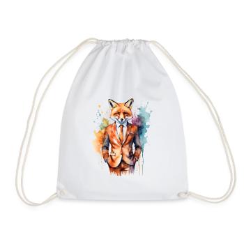 Fuchs Anzug Bunt Tier Design Print - Turnbeutel - Weiß - Vorne