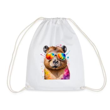 Capybara Sonnenbrille Capy Bunt Tier Design Print - Turnbeutel - Weiß - Vorne