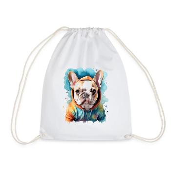Französische Bulldogge Hoodie Frenchie Hund Lustig - Turnbeutel - Weiß - Vorne