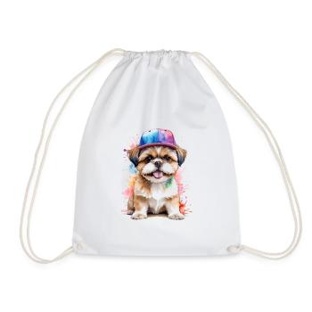 Shih Tzu Snapback Cap Chien Drôle Animal Print - Sac de sport léger - blanc - Devant