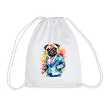 Carlin Costume Chien Coloré Drôle Animal Design Imprimer - Sac de sport léger - blanc - Devant