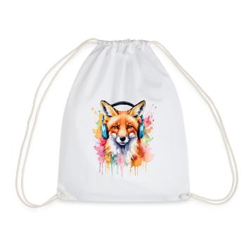 Renard Casque Musique Coloré Animal Design Imprimer - Sac de sport léger - blanc - Devant
