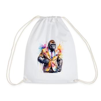 Gorilla Anzug Affe Bunt Tier Design Print - Turnbeutel - Weiß - Vorne