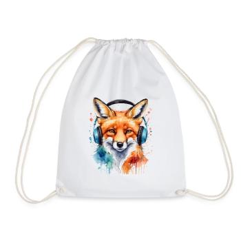 Renard Casque Musique Coloré Animal Design Imprimer - Sac de sport léger - blanc - Devant