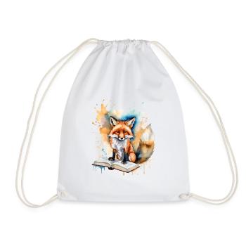 Renard lecture livre Coloré Animal Design Imprimer - Sac de sport léger - blanc - Devant