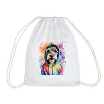 Zwergschnauzer Hoodie Hund Lustig Tier Print - Turnbeutel - Weiß - Vorne