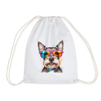 Zwergschnauzer Sonnenbrille Hund Lustig Tier Print - Turnbeutel - Weiß - Vorne