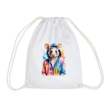 Sweat à capuche opossum Imprimé de design d’animal coloré - Sac de sport léger - blanc - Devant