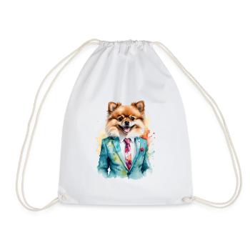 Pomeranian Zwergspitz Anzug Hund Bunt Print - Turnbeutel - Weiß - Vorne