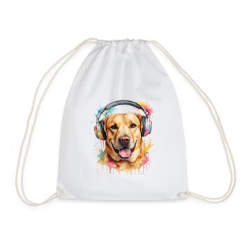 Labrador Retriever Kopfhörer Hund Tier Print - Turnbeutel - Weiß - Vorne