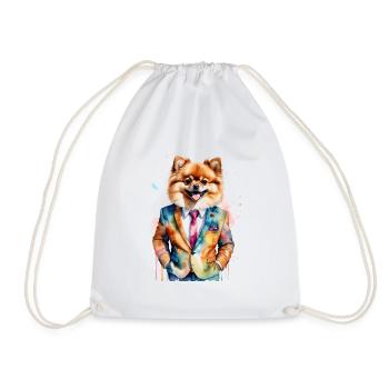 Poméranien Poméranien Costume Chien Imprimé Coloré - Sac de sport léger - blanc - Devant